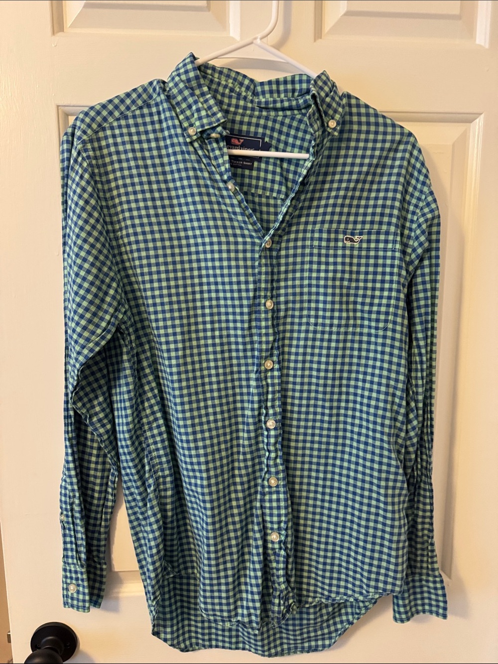 Vineyard Vines Green and Blue Gingham Button-Down Shirt